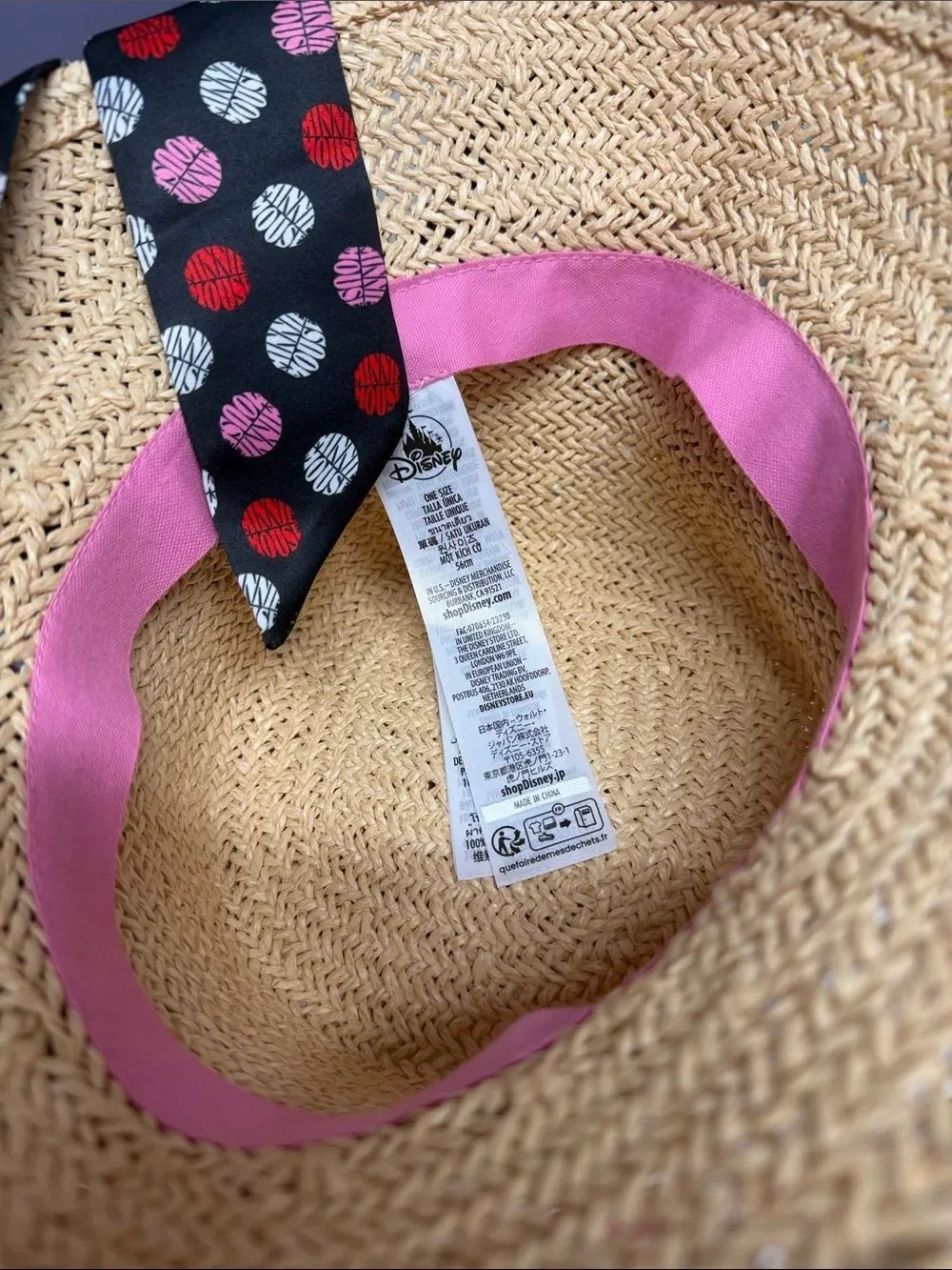 Disney Minnie Mouse Woven Straw Boater Hat kids